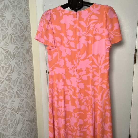 Talbots Silhouette Garden Flutter Sleeve Crepe Dress Size 8 - Picture 6 of 10